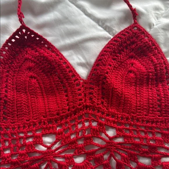 Red Crochet Bralette - Picture 4 of 4